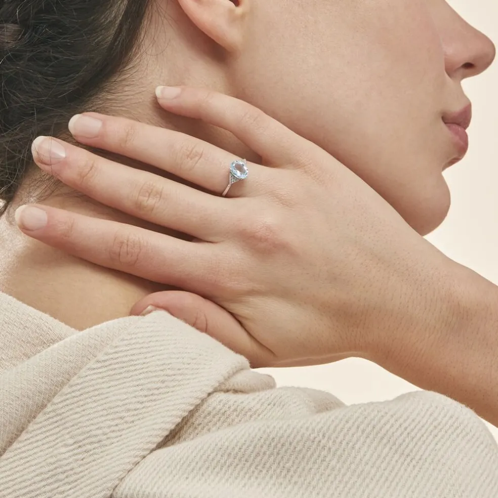 Bague Andreani Or Blanc Topaze Et Oxyde De Zirconium