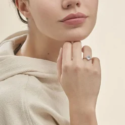 Bague Andreani Or Blanc Topaze Et Oxyde De Zirconium