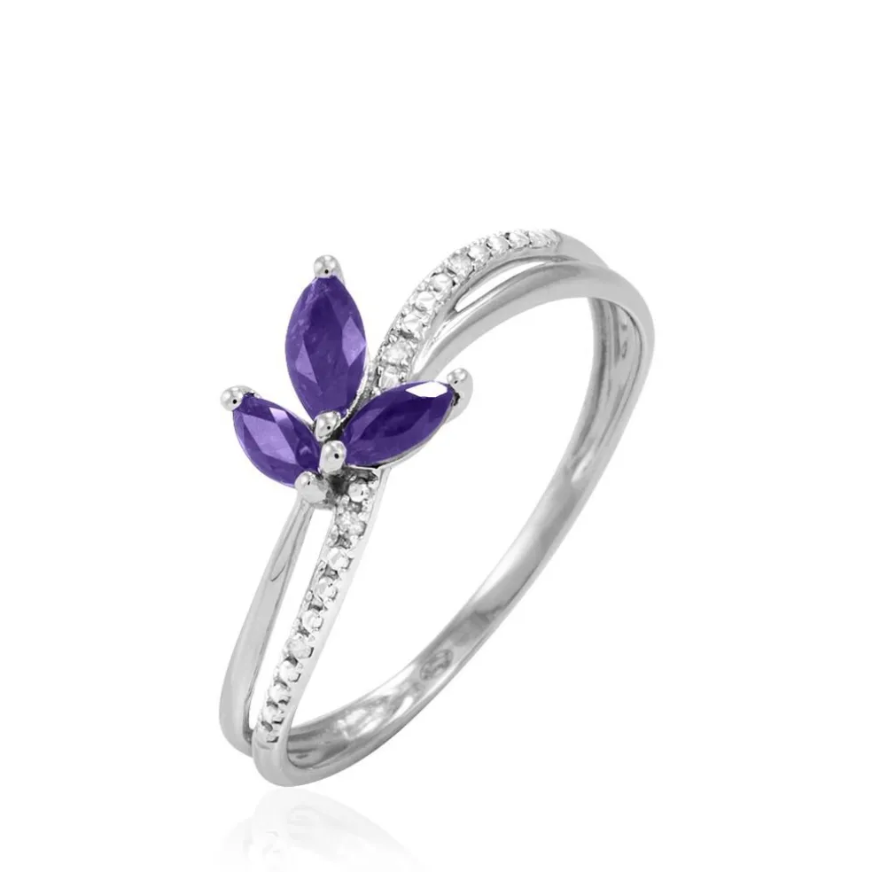 Bague Angie Or Blanc Amethyste Et Diamant