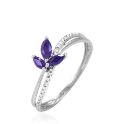 Bague Angie Or Blanc Amethyste Et Diamant