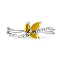 Bague Angie Or Blanc Citrine Et Diamant