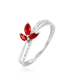 Bague Angie Or Blanc Rubis Et Diamant