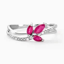 Bague Angie Or Blanc Rubis Et Diamant