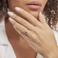 Bague Angie Or Blanc Rubis Et Diamant