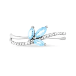 Bague Angie Or Blanc Topaze Et Diamant