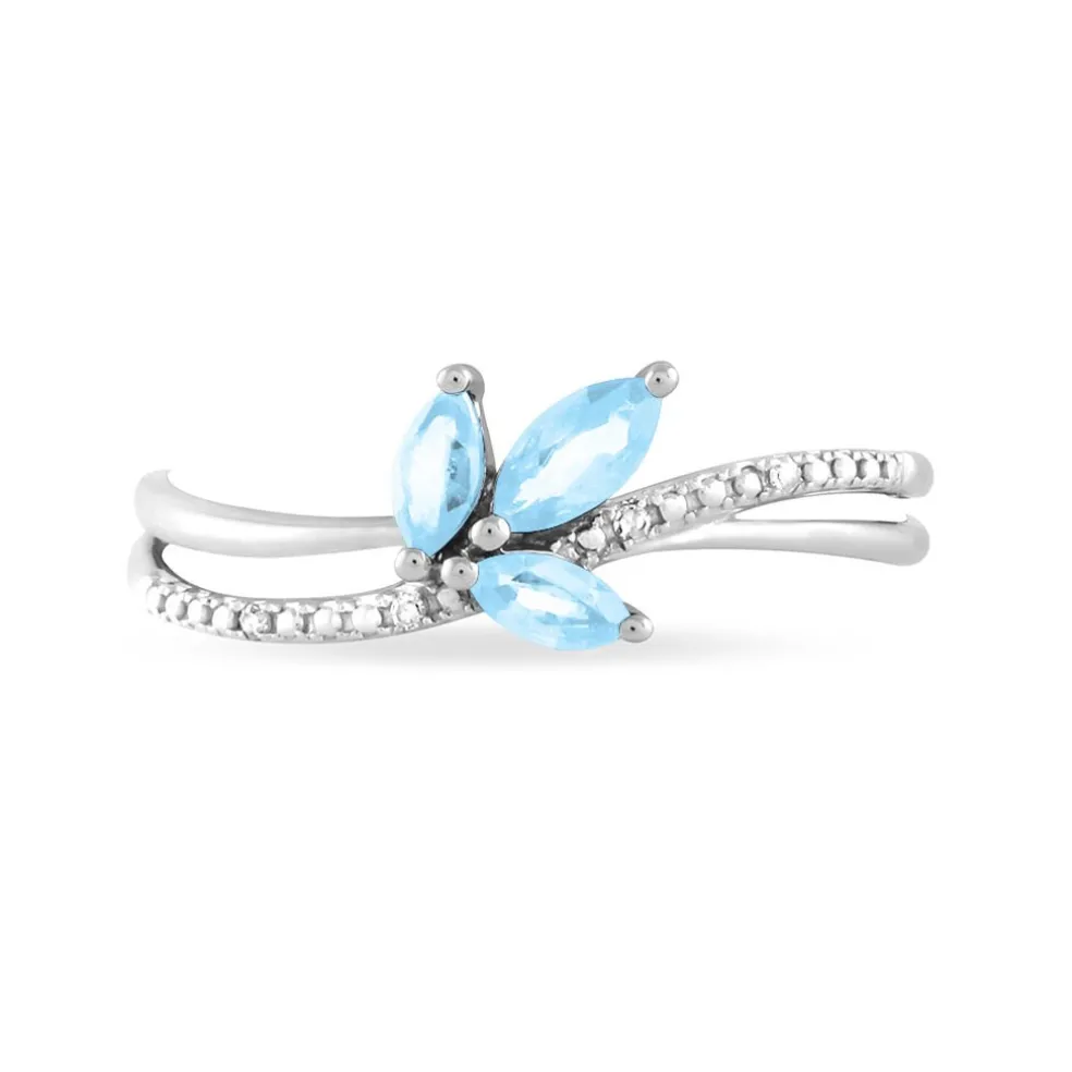 Bague Angie Or Blanc Topaze Et Diamant