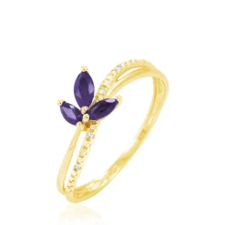 Bague Angie Or Jaune Amethyste Et Diamant