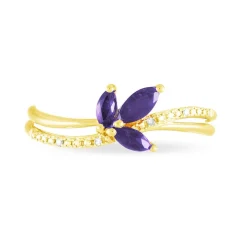 Bague Angie Or Jaune Amethyste Et Diamant