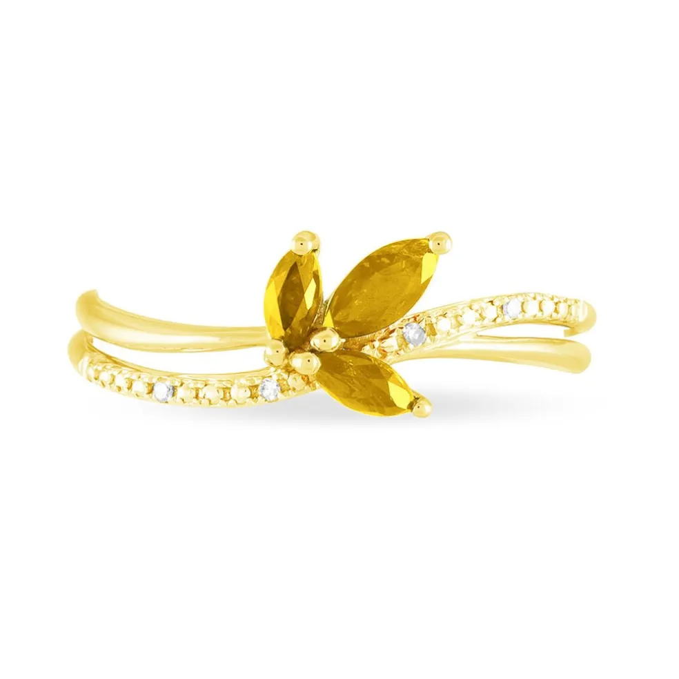 Bague Angie Or Jaune Citrine Et Diamant