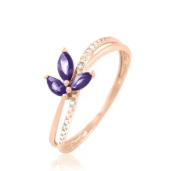 Bague Angie Or Rose Amethyste Et Diamant