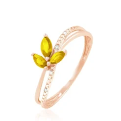 Bague Angie Or Rose Citrine Et Diamant