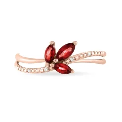 Bague Angie Or Rose Rubis Et Diamant