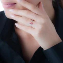 Bague Angie Or Rose Rubis Et Diamant