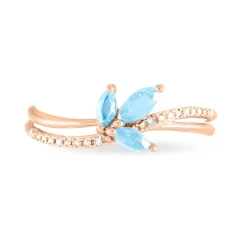 Bague Angie Or Rose Topaze Et Diamant