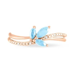 Bague Angie Or Rose Topaze Et Diamant