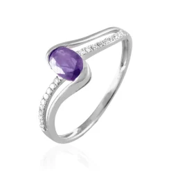 Bague Anja Or Blanc Amethyste Et Diamant