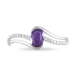 Bague Anja Or Blanc Amethyste Et Diamant