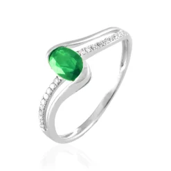 Bague Anja Or Blanc Emeraude Et Diamant