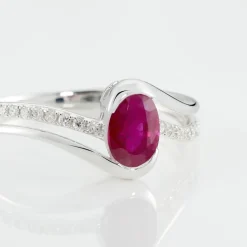 Bague Anja Or Blanc Rubis Et Diamant