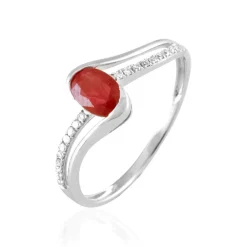 Bague Anja Or Blanc Rubis Et Diamant