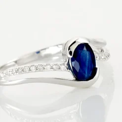 Bague Anja Or Blanc Saphir Et Diamant