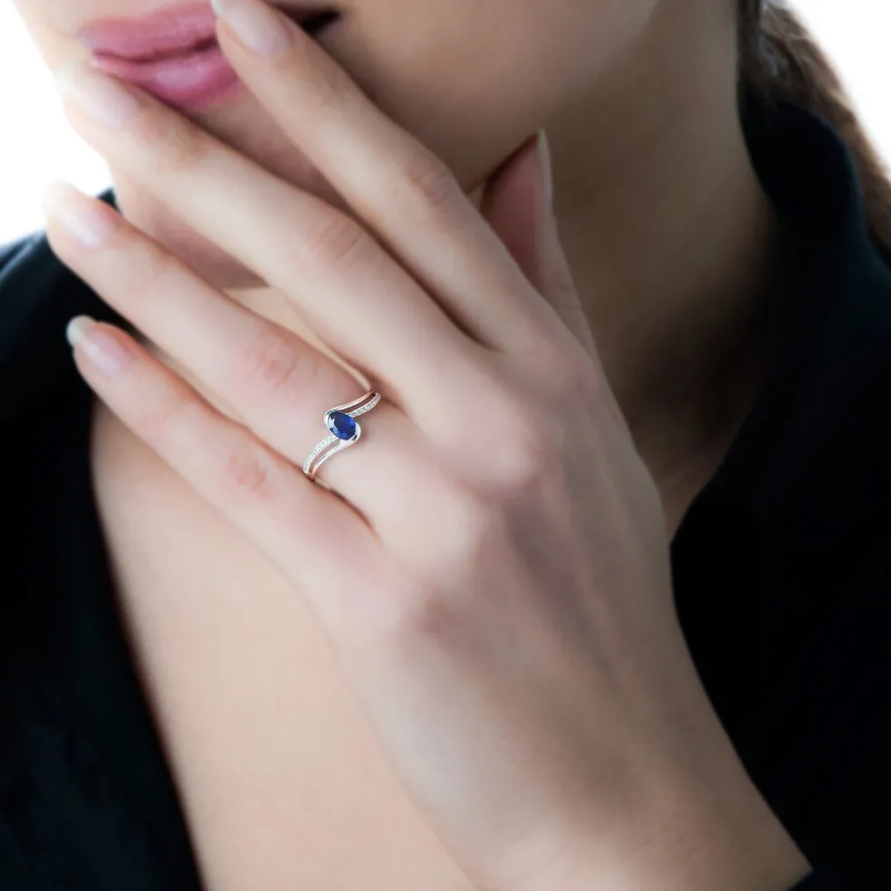 Bague Anja Or Blanc Topaze Et Diamant