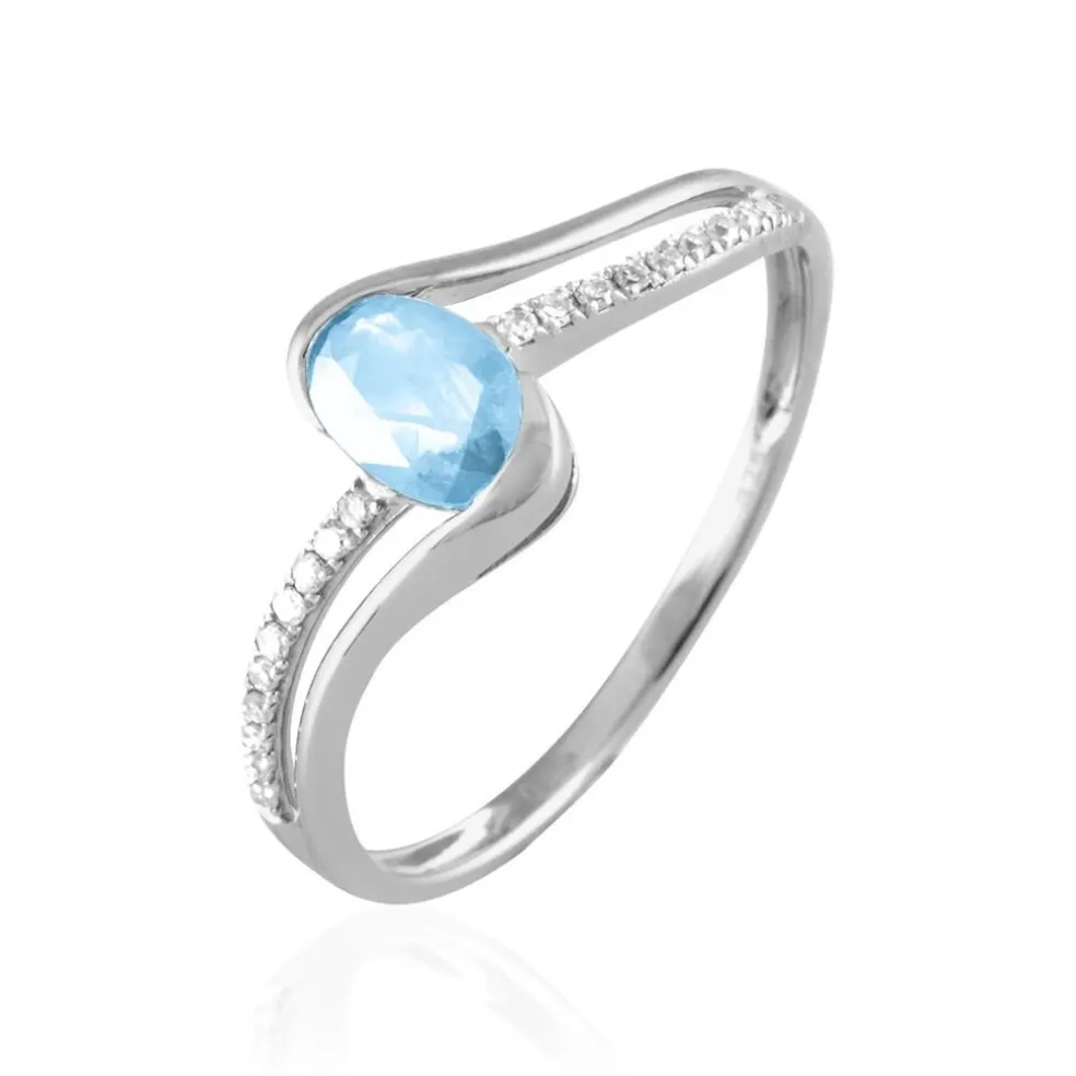 Bague Anja Or Blanc Topaze Et Diamant