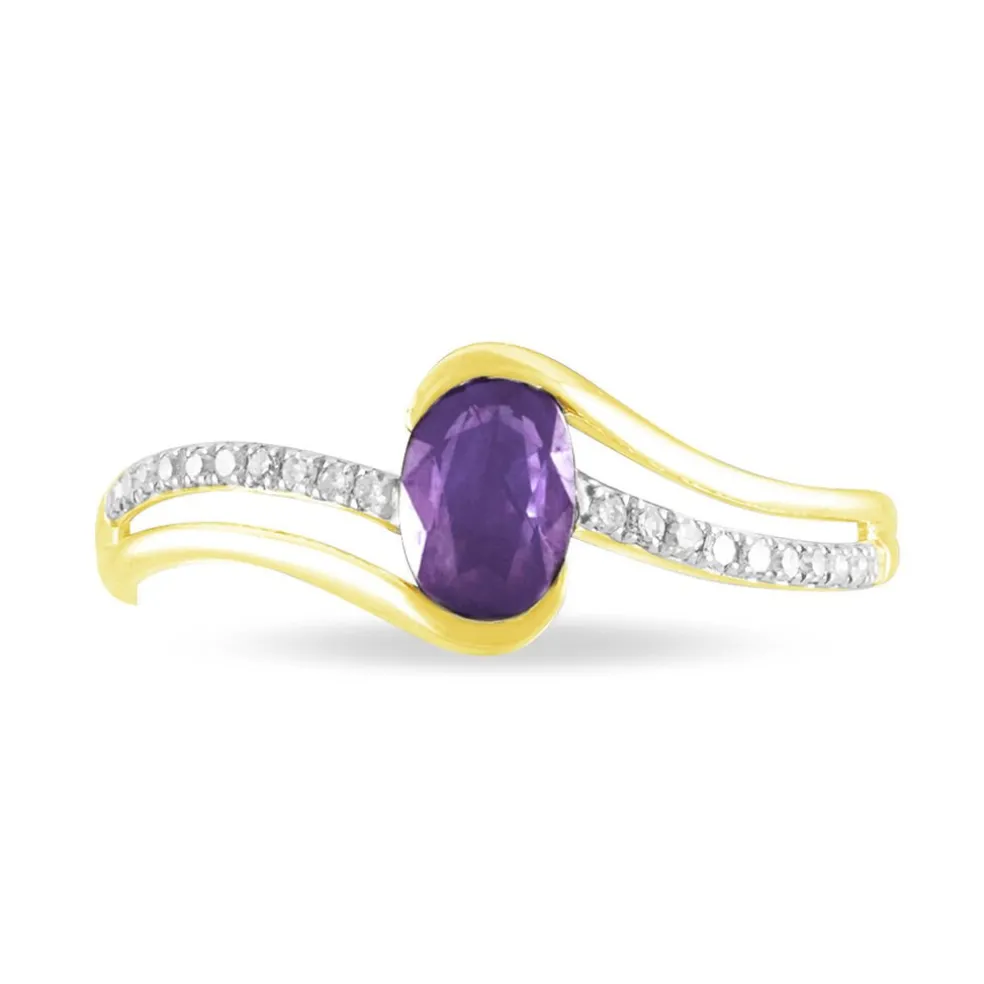 Bague Anja Or Jaune Amethyste Et Diamant