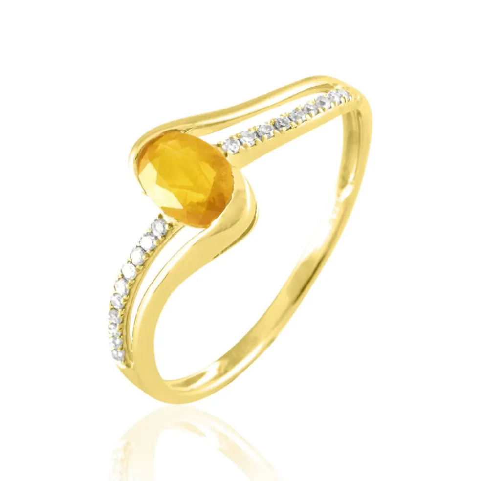 Bague Anja Or Jaune Citrine Et Diamant