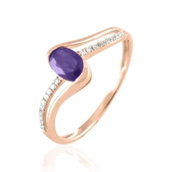 Bague Anja Or Rose Amethyste Et Diamant