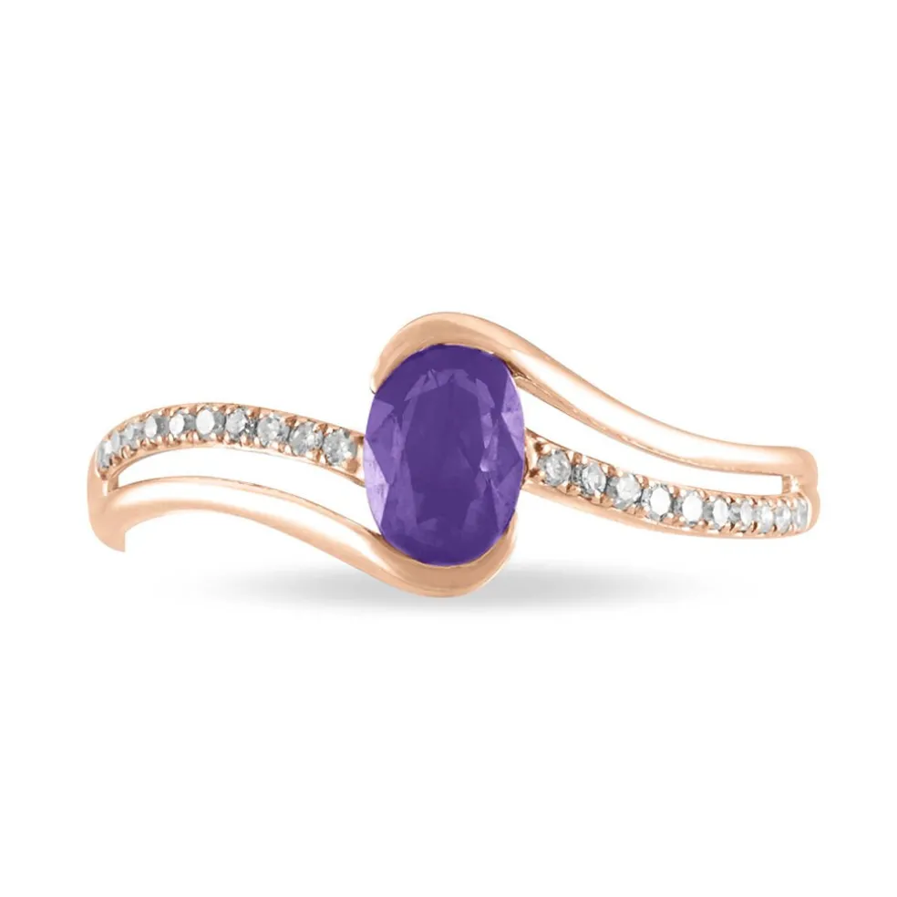Bague Anja Or Rose Amethyste Et Diamant