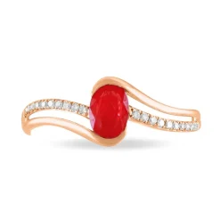 Bague Anja Or Rose Rubis Et Diamant