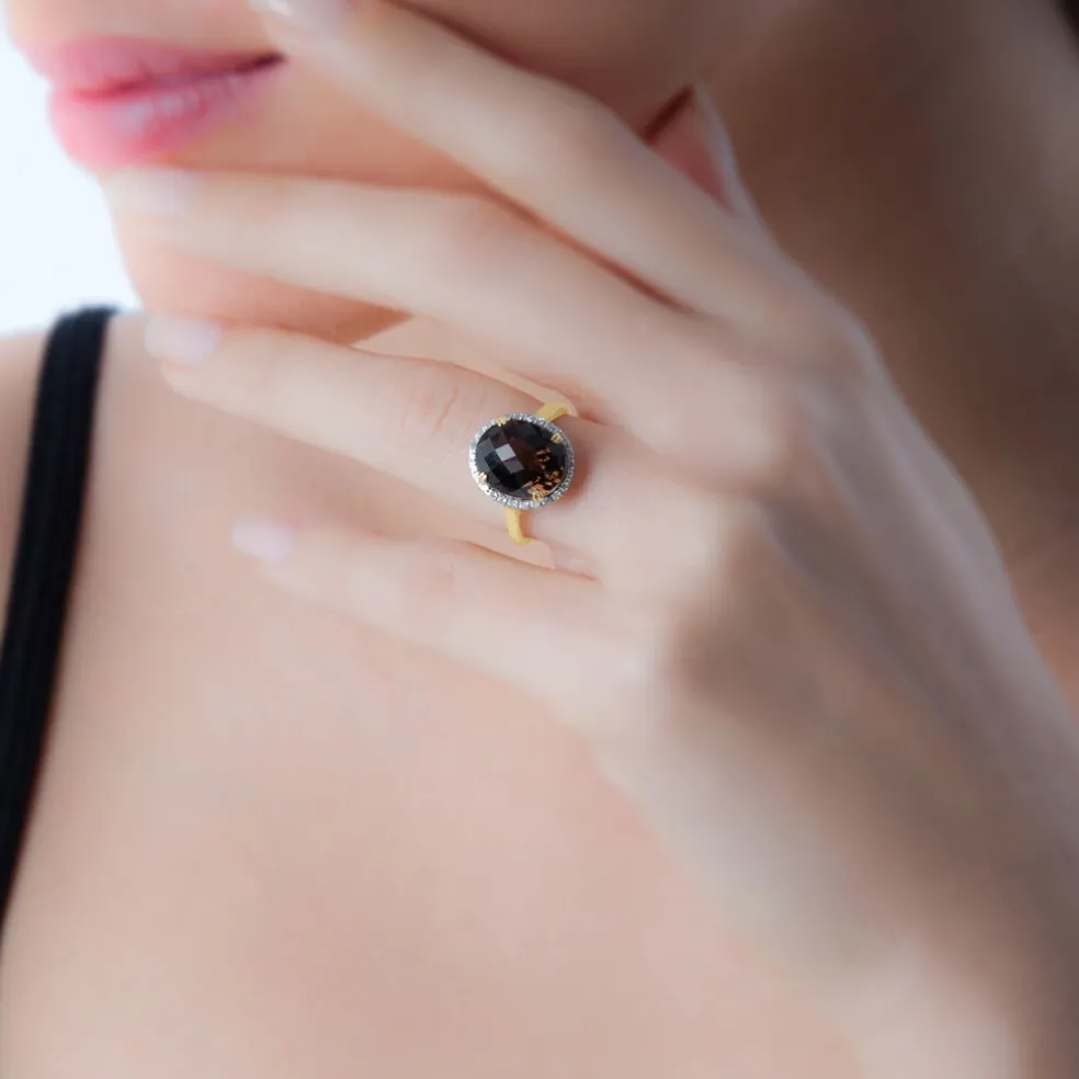 Bague Anna Or Blanc Amethyste Et Diamant