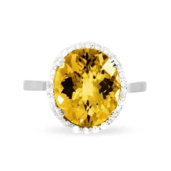 Bague Anna Or Blanc Citrine Et Diamant