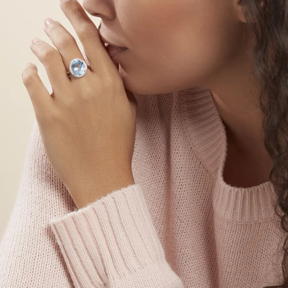 Bague Anna Or Blanc Topaze Et Oxyde De Zirconium