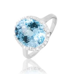 Bague Anna Or Blanc Topaze Et Diamant