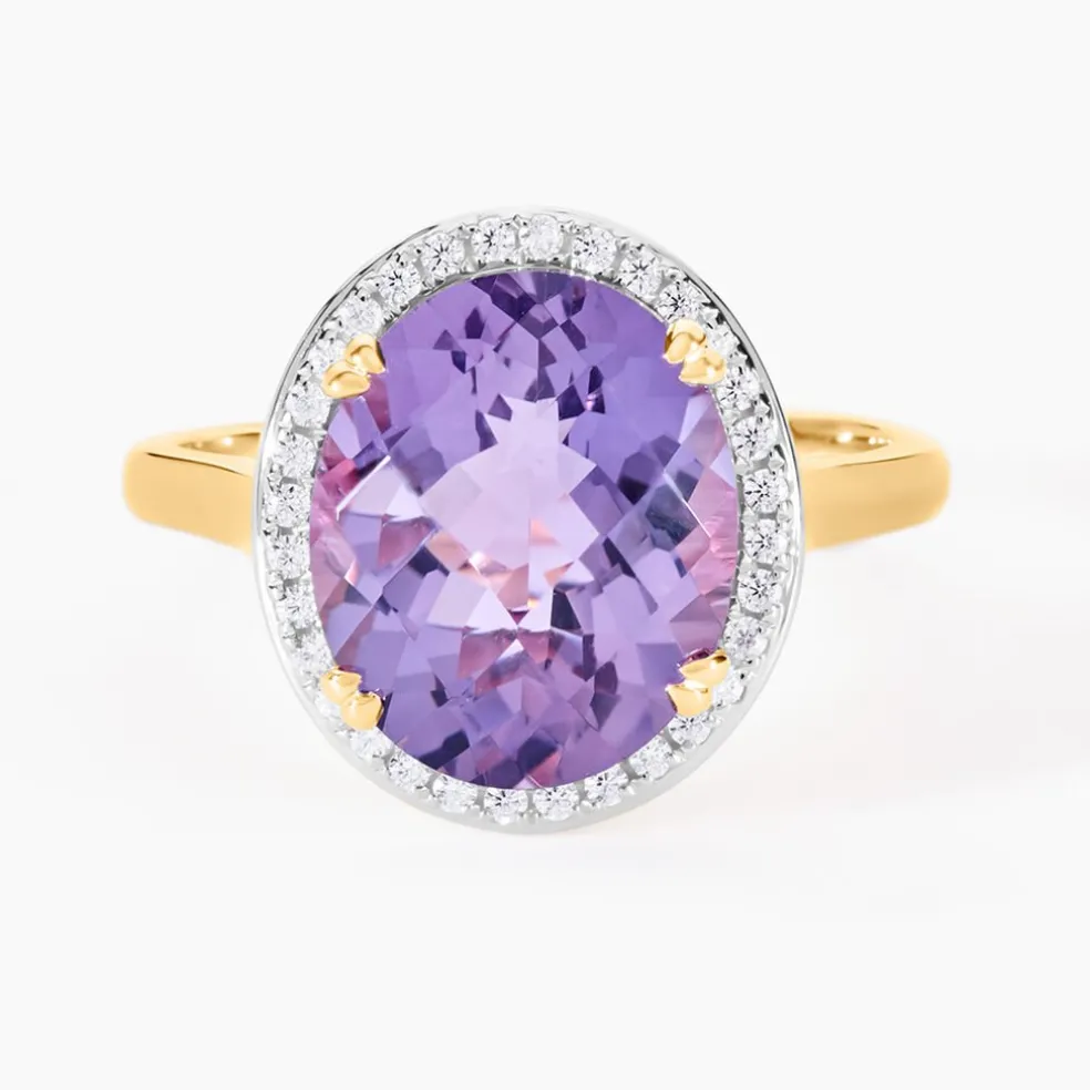 Bague Anna Or Jaune Amethyste Et Oxyde De Zirconium