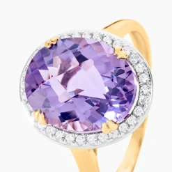 Bague Anna Or Jaune Amethyste Et Oxyde De Zirconium