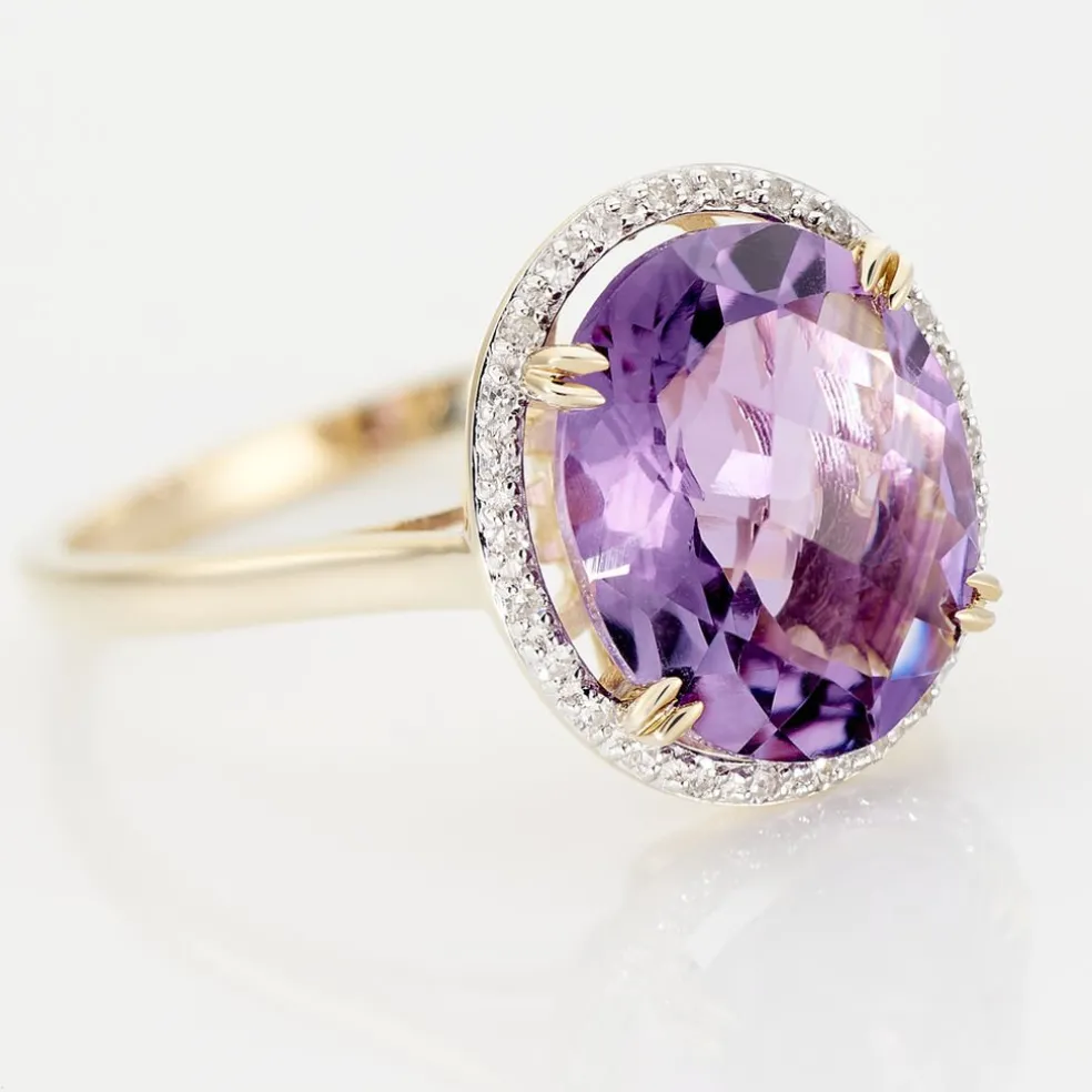 Bague Anna Or Jaune Amethyste Et Oxyde De Zirconium