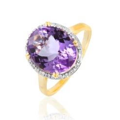 Bague Anna Or Jaune Amethyste Et Diamant