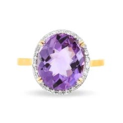 Bague Anna Or Jaune Amethyste Et Diamant
