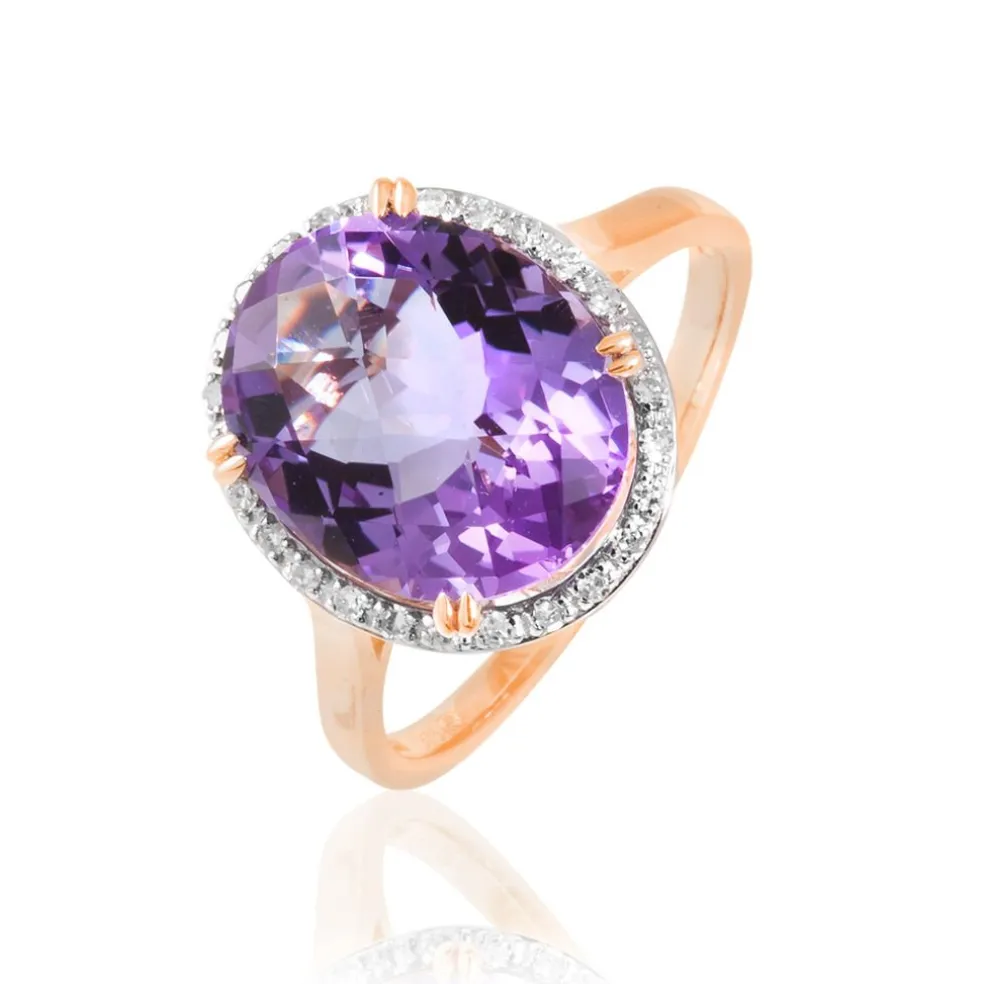 Bague Anna Or Rose Amethyste Et Diamant