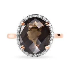 Bague Anna Or Rose Quartz Et Diamant