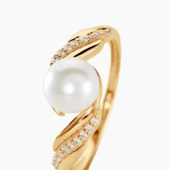 Bague Antoinette Or Jaune Perle De Culture Et Oxyde De Zirconium