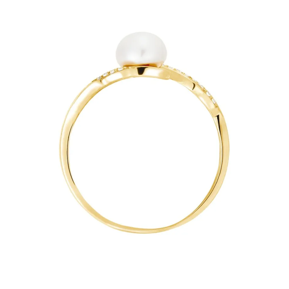 Bague Antoinette Or Jaune Perle De Culture Et Oxyde De Zirconium