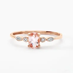 Bague Antonia Or Rose Morganite Et Oxyde De Zirconium