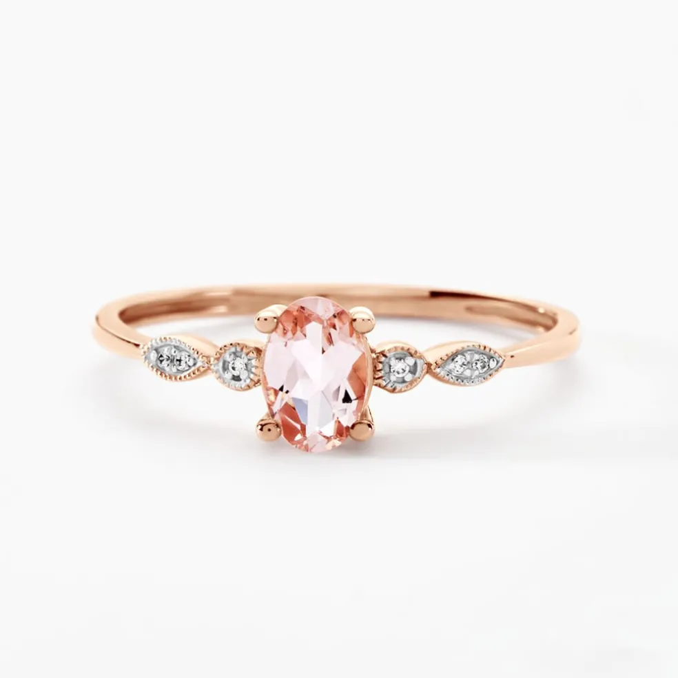 Bague Antonia Or Rose Morganite Et Oxyde De Zirconium