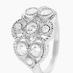 Bague Argent Blanc Boulonnaise Oxydes De Zirconium