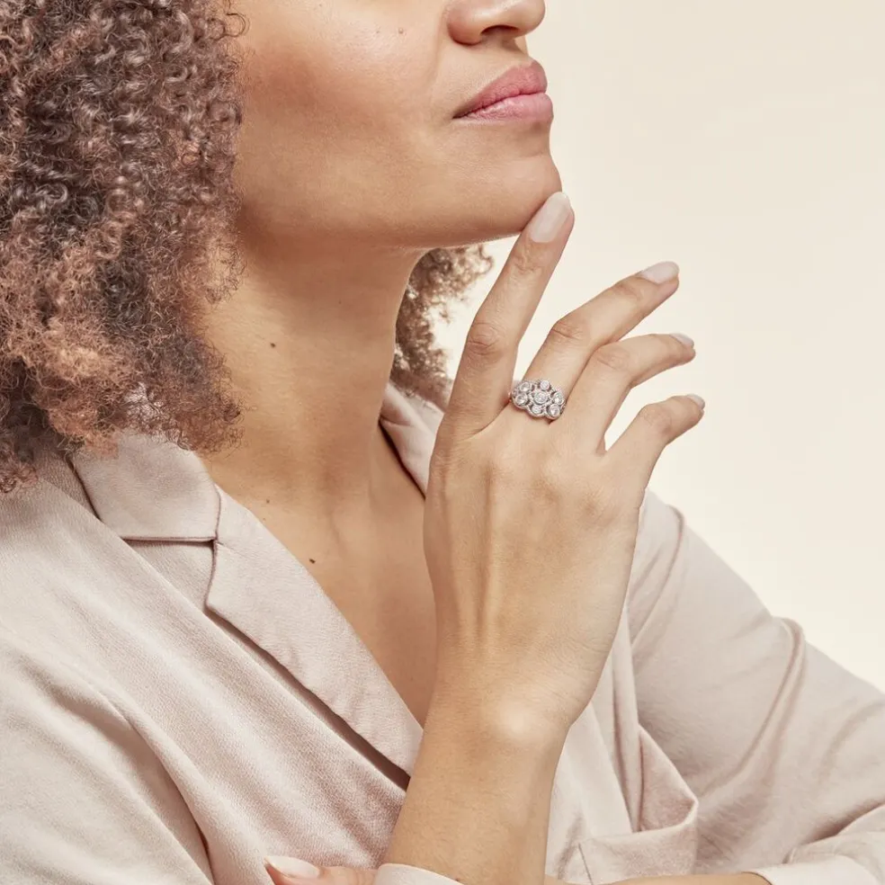 Bague Argent Blanc Boulonnaise Oxydes De Zirconium