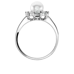 Bague Argent Blanc Cheri Perle De Culture Oxydes De Zirconium